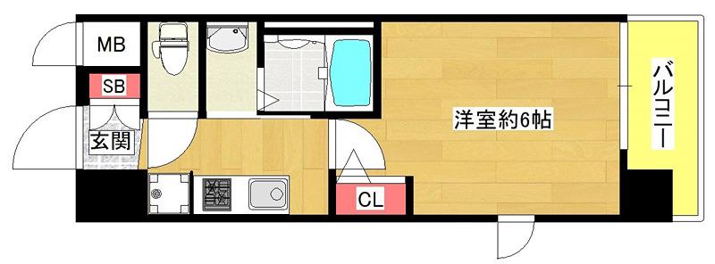 エステムコート難波ウエスト-SIDEVIIグローブ(1K/4階)の間取り写真