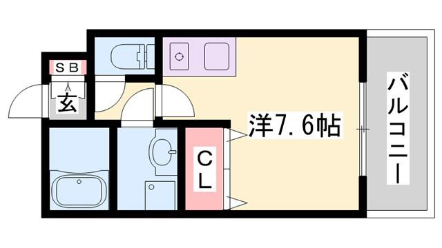 BLUE GLASS(1K/2階)の間取り写真