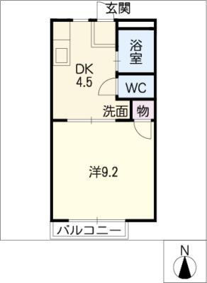 サンシティクボタ(1DK/2階)の間取り写真