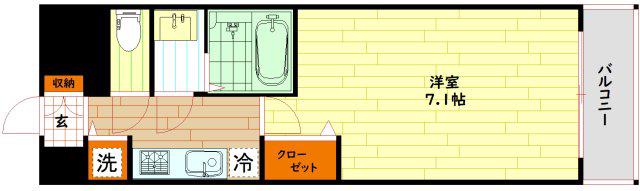 プレサンス南森町ライズ(1K/11階)の間取り写真