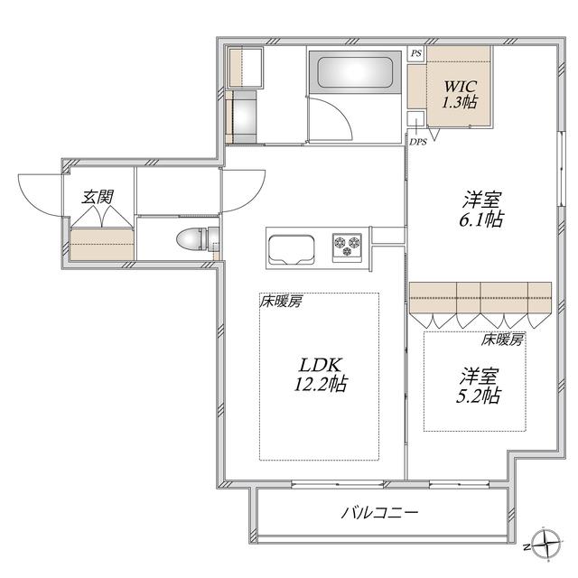 VILLA DEL SOL VI(2LDK/3階)の間取り写真
