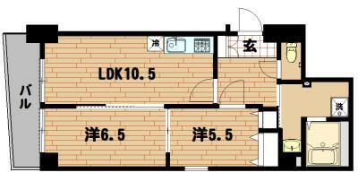 ラフィーネカワムラ(2LDK/3階)の間取り写真