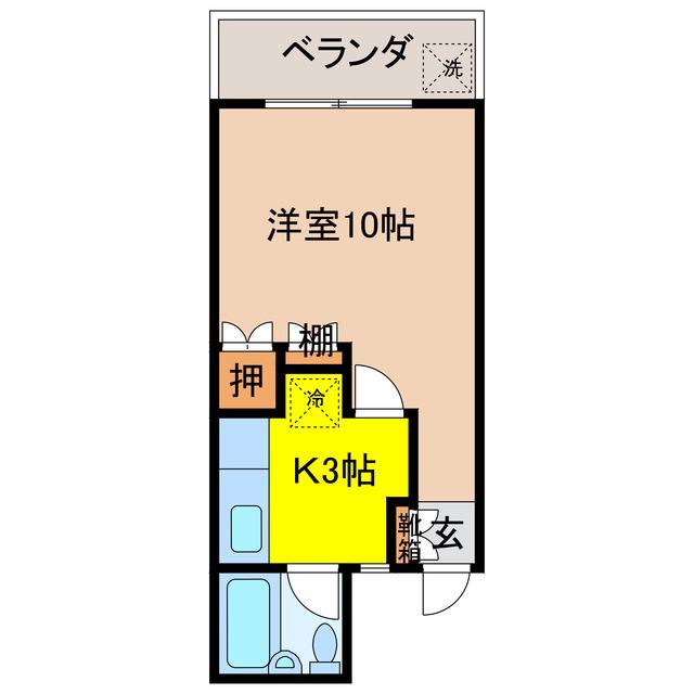 パティオ遊(1K/2階)の間取り写真