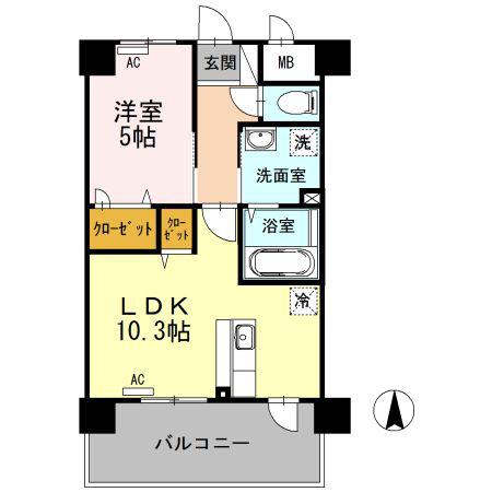 カンフォーラ松原(1LDK/4階)の間取り写真
