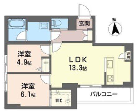 オアシス アルファ(2LDK/2階)の間取り写真