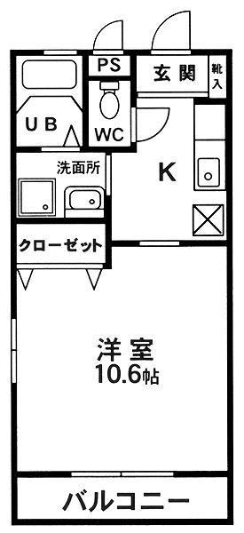 ビラ・アヴィニョンC(1K/1階)の間取り写真