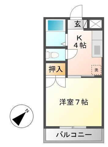 サンライフ古川(1K/1階)の間取り写真