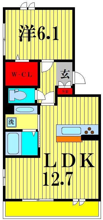 シゴーニュ(1LDK/2階)の間取り写真