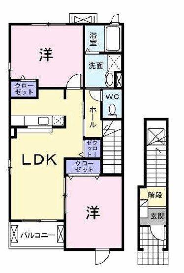 コンソラーレC(2LDK/2階)の間取り写真