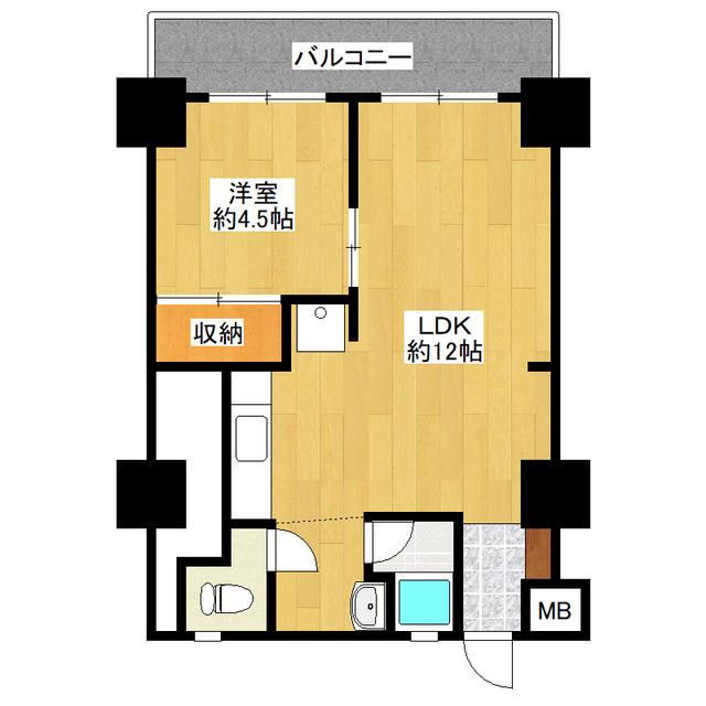 南博多パールシャトー 421号(1LDK/4階)の間取り写真