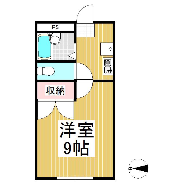 メイプル山岸(1K/2階)の間取り写真