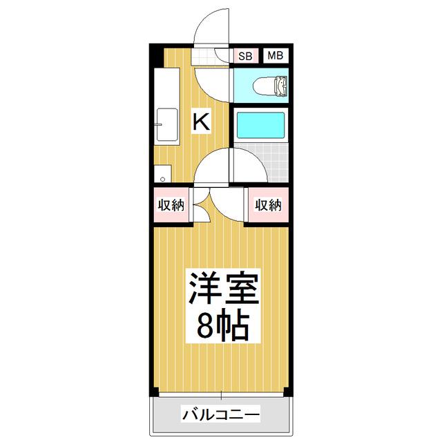 アップルズH(1K/2階)の間取り写真