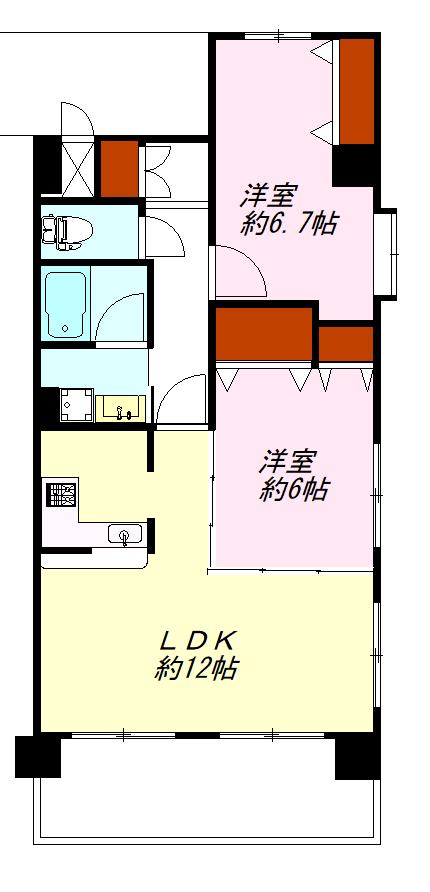 RESIDENCE KENSEI(2LDK/7階)の間取り写真