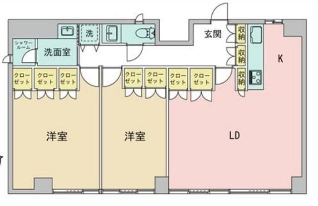 コスモスパジオ用賀(2LDK/3階)の間取り写真