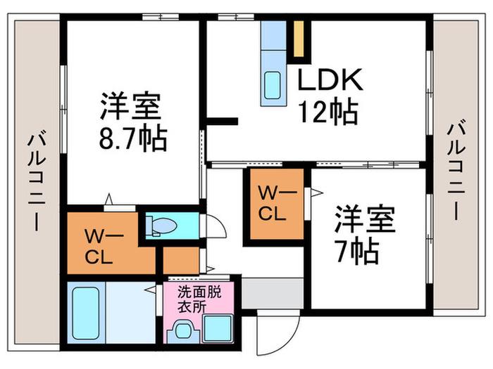 ストラーダ(2LDK/2階)の間取り写真