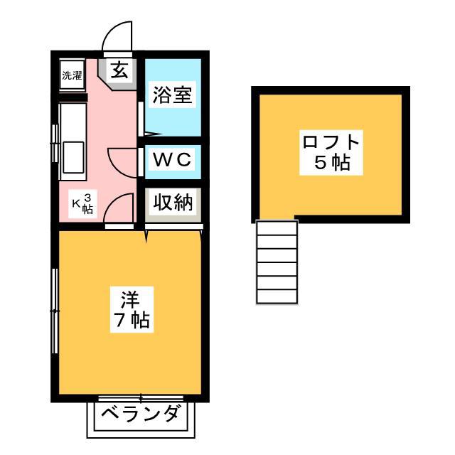 プチセゾンハラダ(1K/2階)の間取り写真