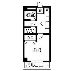 エクセル二村台(1K/4階)の間取り写真