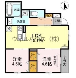 レオグランデ 住居(2LDK/1階)の間取り写真