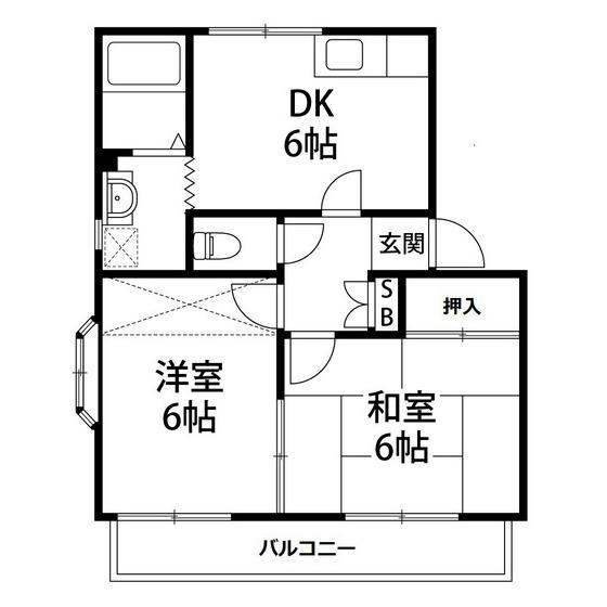 ステーブル長町南A棟(2DK/2階)の間取り写真