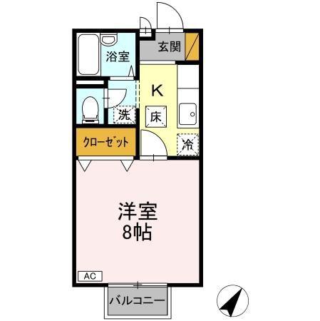 セジュールI(1K/1階)の間取り写真