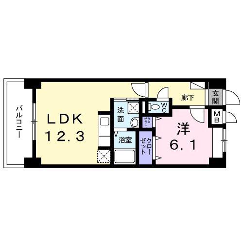 グリンデルヴァルト(1LDK/5階)の間取り写真