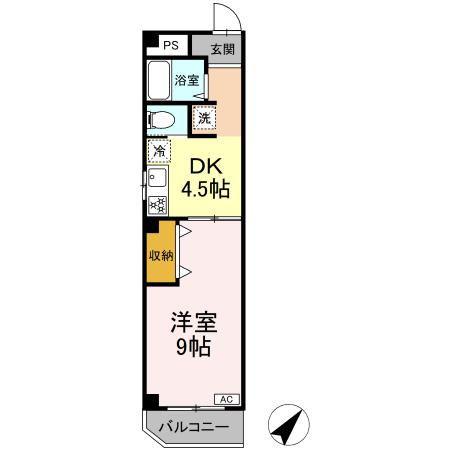 第一富来ハイツ(1DK/3階)の間取り写真