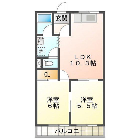シルキータウン(2LDK/2階)の間取り写真