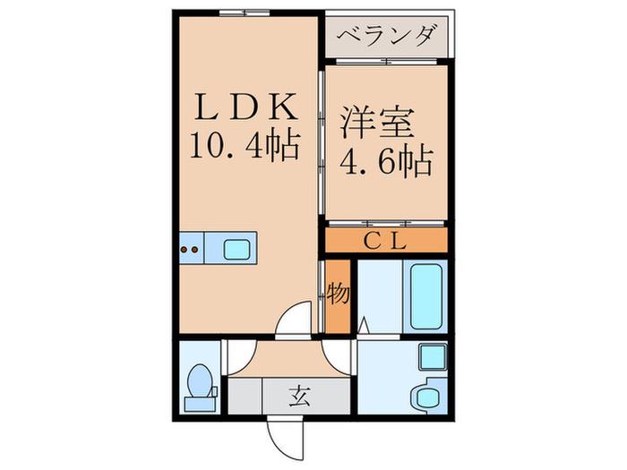 BRAVE BASE行橋(1LDK/2階)の間取り写真