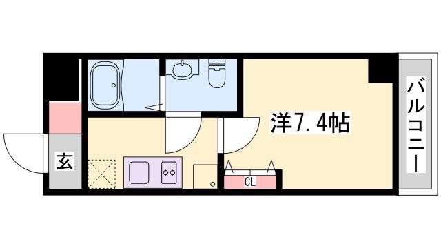 CAPITAL.I姫路(1K/6階)の間取り写真