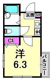 18KASUGANO(1K/4階)の間取り写真