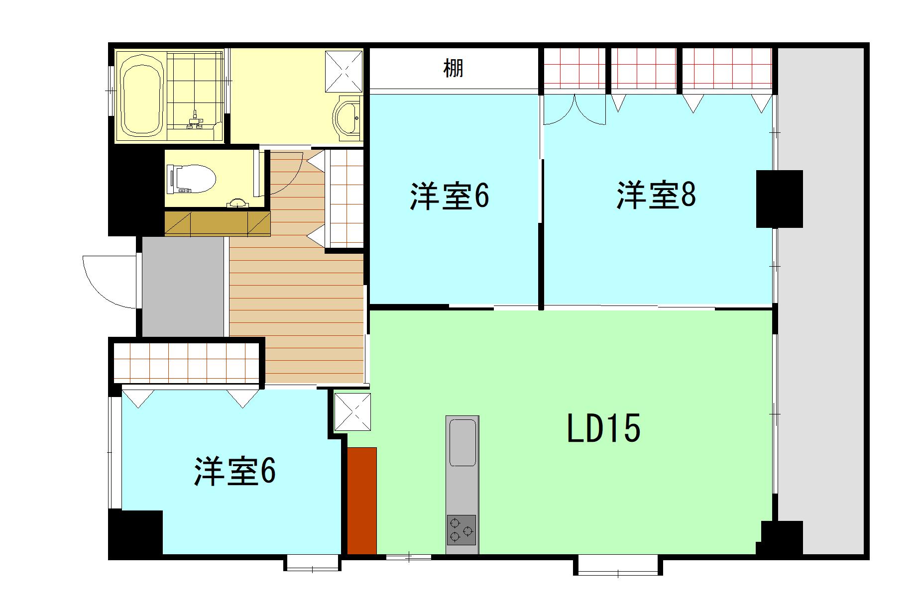 エスペランス(3LDK/10階)の間取り写真
