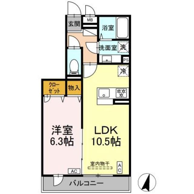 D′TRIBUTE横濱鶴見(1LDK/3階)の間取り写真