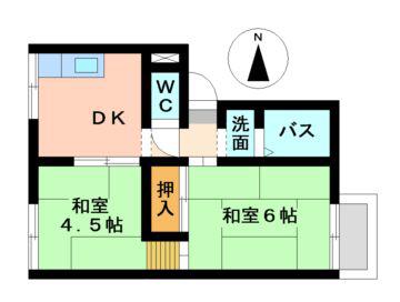 ハイツ都(2K/2階)の間取り写真