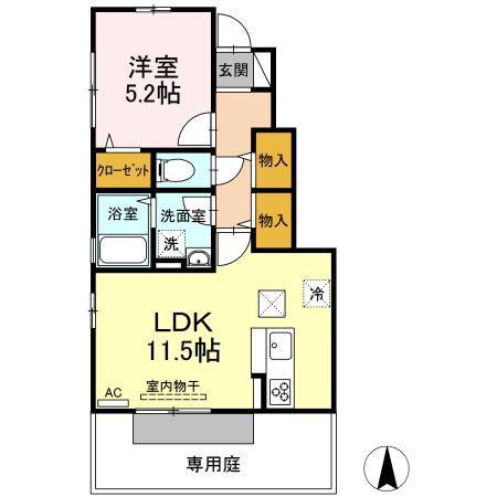 ハーベストデュオ(1LDK/1階)の間取り写真
