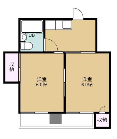 川越三浦マンション(2DK/2階)の間取り写真