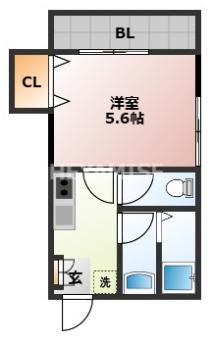 伊野ビル(1K/6階)の間取り写真