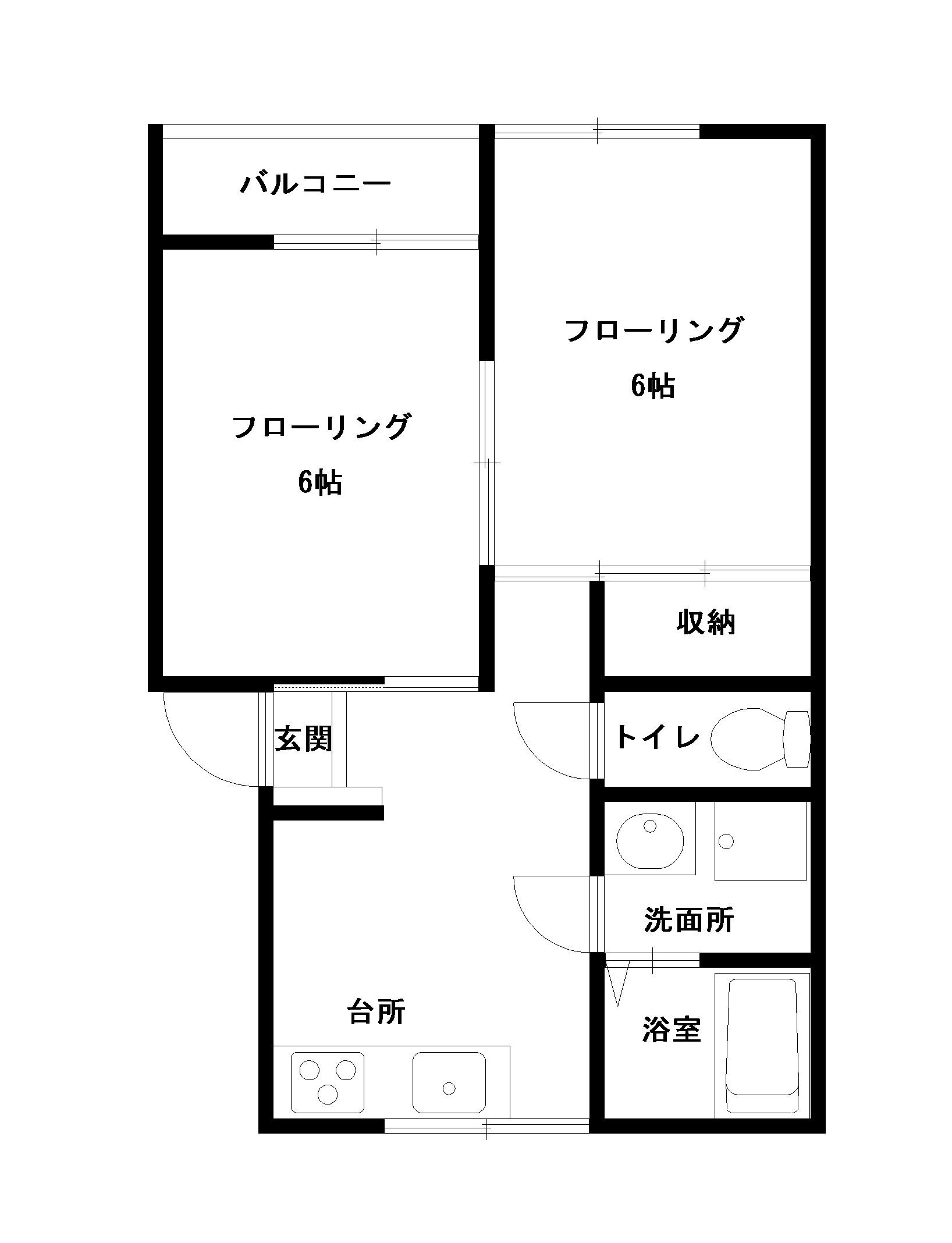 エポックドリーム B(2DK/1階)の間取り写真