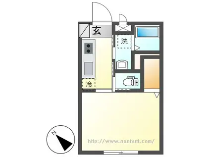 エルメゾン沖野上II(1K/1階)の間取り写真