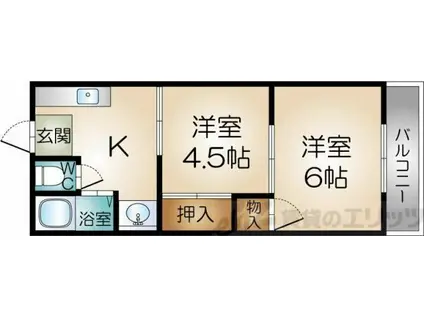田畑マンションA棟(2K/1階)の間取り写真