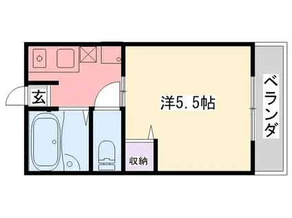 阪神本線 鳴尾・武庫川女子大前駅 徒歩7分 2階建 築33年(1K/2階)の間取り写真