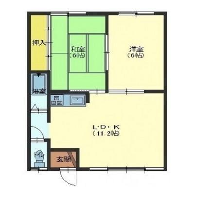 ハイツ花咲山(2LDK/2階)の間取り写真