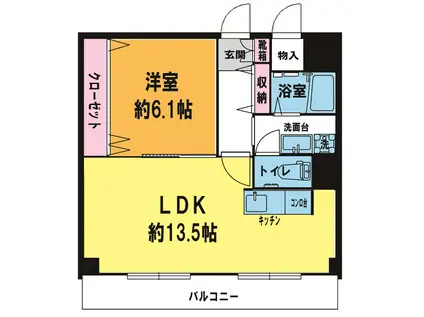 二条ビル(1LDK/4階)の間取り写真