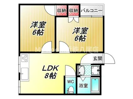 リノン東山本新町(2LDK/2階)の間取り写真