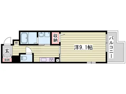 クレール姫路II(1K/4階)の間取り写真