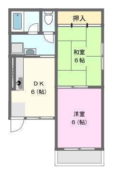 コーポ楓(2DK/2階)の間取り写真