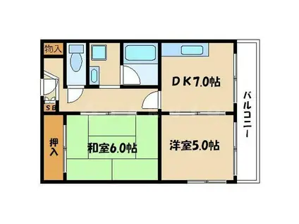 ハイタウン日吉町コーポ(2DK/3階)の間取り写真