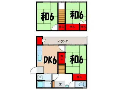 水神町青山ハイツ(3DK/1階)の間取り写真