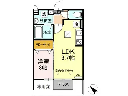 セジュール大川A棟(1LDK/1階)の間取り写真