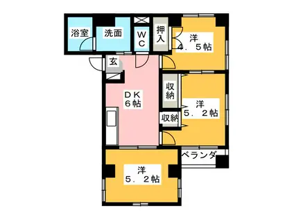 ロイヤルハイツII(3DK/3階)の間取り写真