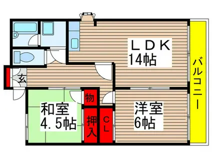 パークウエスト八千代台(2LDK/2階)の間取り写真